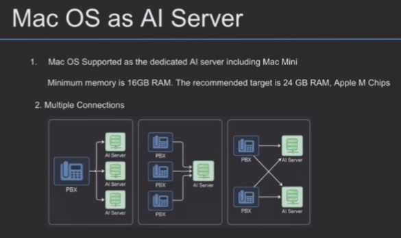 3CX V20 Update 10 Mac OS AI Server — PBX와 AI Server 다중 연결 구성도